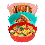 3-Pieces: Reusable Foldable Air Fryer Silicone Pot for 4+ Quart Air Fryer Oven