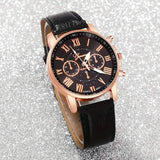 3-Pieces: Roman Quartz Women's Watches - Fashionable Round Dial with Faux Leather Strap