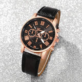 3-Pieces: Roman Quartz Women's Watches - Fashionable Round Dial with Faux Leather Strap