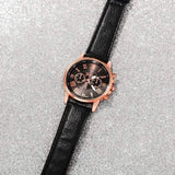 3-Pieces: Roman Quartz Women's Watches - Fashionable Round Dial with Faux Leather Strap