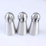 3-Pieces: Russian Stainless Steel Tips Tulip Sphere Whip Cream Buttercream Icing Piping Nozzles