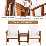3 Pieces Solid Wood Outdoor Patio Sofa Furniture Set