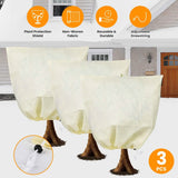 3-Pieces: Winter Plant Cover Bags with Drawstring