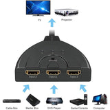 3-Port HDMI Switcher, Splitter, Supports Full HD1080p, 3D with High Speed Pigtail Cable