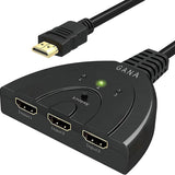 3-Port HDMI Switcher, Splitter, Supports Full HD1080p, 3D with High Speed Pigtail Cable