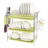 3 Tier Dish Drying Rack Drainer Kitchen Storage Board Cutlery Cup Shelf
