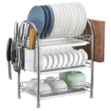 3-Tier Dish Drying Rack Shelf with 3 Drain Trays Chopping Board