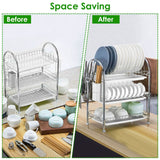 3-Tier Dish Drying Rack Shelf with 3 Drain Trays Chopping Board