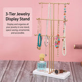 3-Tier Gold Metal Tabletop Jewelry Tree Stand