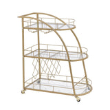 3 Tier Metal Frame Serving Wine Cart with Wheels