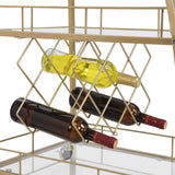 3 Tier Metal Frame Serving Wine Cart with Wheels
