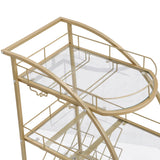 3 Tier Metal Frame Serving Wine Cart with Wheels