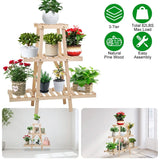 3-Tier Potted Flower Shelf Multi-tier Flower Pot Rack Holder Triangle Ladder