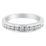 18K White Gold Round Diamond 1/2 Cttw Channel Band Ring