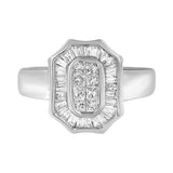 14K White Gold 1.00 Cttw Baguette and Princess-Cut Diamond Cocktail Art Deco Style Ring (H-I Color, SI1-SI2 Clarity) - Size 7