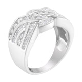 10K White Gold Diamond Bypass Ring (1 Cttw, H-I Color, I1-I2 Clarity) - Size 6-3/4