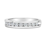 IGI Certified 1/2 Cttw Round Brilliant Cut Diamond 18K White Gold Channel Set Eternity Style Wedding Band Ring (H-I Color, I1-I2 Clarity) - Size 7