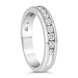IGI Certified 1/2 Cttw Round Brilliant Cut Diamond 18K White Gold Channel Set Eternity Style Wedding Band Ring (H-I Color, I1-I2 Clarity) - Size 7