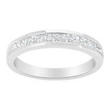 IGI Certified 1/2 Cttw Princess Cut Diamond 18K White Gold Channel Set Half Eternity Style Wedding Band Ring (H-I Color, SI2-I1 Clarity) - Size 4-1/2