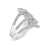 18K White Gold 1 3/4 Cttw Diamond Multi Crossover and Split Shank Cocktail Ring