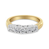 18K Yellow Gold 1.0 Cttw 4 Prong Set Round Cut Diamond Step up 5 Stone Ring Band (F-G Color, SI1-SI2 Clarity) - Size 6