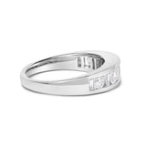 14K White Gold Alternating 1.0 Cttw Round and Baguette Diamond Channel Band Ring