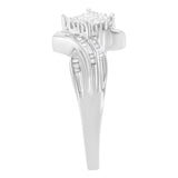 10K White Gold 1/3 Cttw Princess and Baguette Cut Diamond Bypass Style Cocktail Ring (I-J Color, I1-I2 Clarity) - Size 4