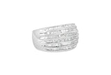 .925 Sterling Silver 1.0 Cttw Baguette-Cut Diamond 6-Row Channel Set Domed Tapered Cocktail Fashion Ring (H-I Color, I2-I3 Clarity) - Size 6-1/2