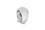 .925 Sterling Silver 1.0 Cttw Baguette-Cut Diamond 6-Row Channel Set Domed Tapered Cocktail Fashion Ring (H-I Color, I2-I3 Clarity) - Size 6-1/2