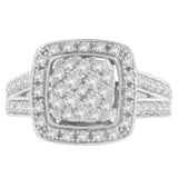 10K White Gold Diamond Cluster Ring (1 Cttw, H-I Color, SI2-I1 Clarity) - Size 6-1/2