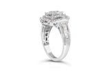 14K White Gold 1.0 Cttw Round & Baguette Cut Diamond Floral Cluster Quatrefoil Channel Set Band Cocktail Statement Ring (H-I Color, SI2-I1 Clarity) - Size 6-3/4