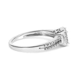 .925 Sterling Silver 1/4 Cttw Princess-cut Diamond Composite Ring with Beaded Halo (H-I Color, SI1-SI2 Clarity) - Size 7