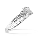 .925 Sterling Silver 1/4 Cttw Princess-cut Diamond Composite Ring with Beaded Halo (H-I Color, SI1-SI2 Clarity) - Size 7
