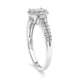 .925 Sterling Silver 1/4 Cttw Princess-cut Diamond Composite Ring with Beaded Halo (H-I Color, SI1-SI2 Clarity) - Size 7