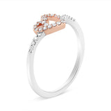 14K Rose Gold Plated and White .925 Sterling Silver 1/5 Cttw Round-Cut Diamond Open Heart Promise Ring (I-J Color, I2-I3 Clarity) - Ring Size 7