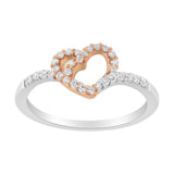 10K Two Toned Gold Diamond Heart Cocktail Ring (1/5 Cttw, H-I Color, I1-I2 Clarity) - Size 6-1/2