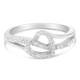.925 Sterling Silver 1/8 Cttw Diamond Open Heart Leaf Curvy Bypass Accent Fashion or Promise Ring (I-J Color, I2-I3 Clarity) - Size 6