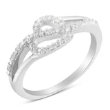 .925 Sterling Silver 1/8 Cttw Diamond Open Heart Leaf Curvy Bypass Accent Fashion or Promise Ring (I-J Color, I2-I3 Clarity) - Size 6