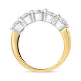 14K White and Yellow Gold 1 1/2 Cttw 2 Prong Cup Set Round-Cut Diamond 5 Stone Ring Band (H-I Color, SI2-I1 Clarity) - Ring Size 7