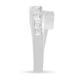 14K White Gold 1 1/2 Cttw Invisible-Set Princess and Channel-Set Baguette Diamond Geometric Bypass Ring Band (G-H Color, SI2-I1 Clarity) - Ring Size 7