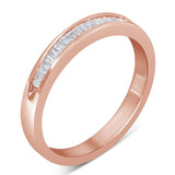 10K Rose Gold over .925 Sterling Silver 1/5 Cttw Diamond Channel-Set Stackable Band Ring (H-I Color, I1-I2 Clarity) - Size 6 3/4