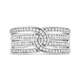 .925 Sterling Silver 1/2 Cttw Diamond Multi-Row Bypass Band Ring (I-J Color, I3 Clarity) - Size 7