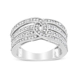 .925 Sterling Silver 1/2 Cttw Diamond Multi-Row Bypass Band Ring (I-J Color, I3 Clarity) - Size 7