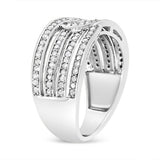 .925 Sterling Silver 1/2 Cttw Diamond Multi-Row Bypass Band Ring (I-J Color, I3 Clarity) - Size 7