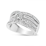 .925 Sterling Silver 1/2 Cttw Diamond Multi-Row Bypass Band Ring (I-J Color, I3 Clarity) - Size 7