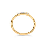 10K Yellow Gold 1/10 Cttw Diamond 5 Stone Braided Shank Band Ring (I-J Color, I2-I3 Clarity)- Ring Size 6
