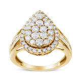 10K Yellow Gold Plated .925 Sterling Silver 1 1/2 Cttw Round-Cut Diamond Cocktail Ring (I-J Color, I1-I2 Clarity) - Size 7