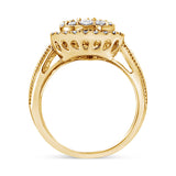 10K Yellow Gold Plated .925 Sterling Silver 1 1/2 Cttw Round-Cut Diamond Cocktail Ring (I-J Color, I1-I2 Clarity) - Size 7