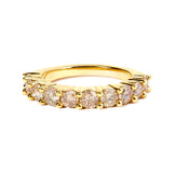 14K Yellow Gold Plated .925 Sterling Silver 2.0 Cttw Round Brilliant Cut Diamond 10 Stone Anniversary Band Ring (J-K Color, I1-I2 Clarity) - Size 7