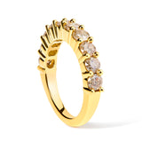 14K Yellow Gold Plated .925 Sterling Silver 2.0 Cttw Round Brilliant Cut Diamond 10 Stone Anniversary Band Ring (J-K Color, I1-I2 Clarity) - Size 7